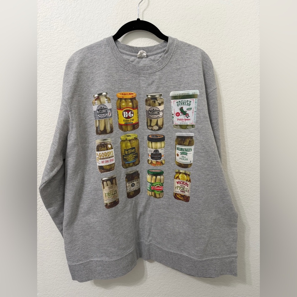 Gray Graphic Pickle Jar Crewneck Sweatshirt